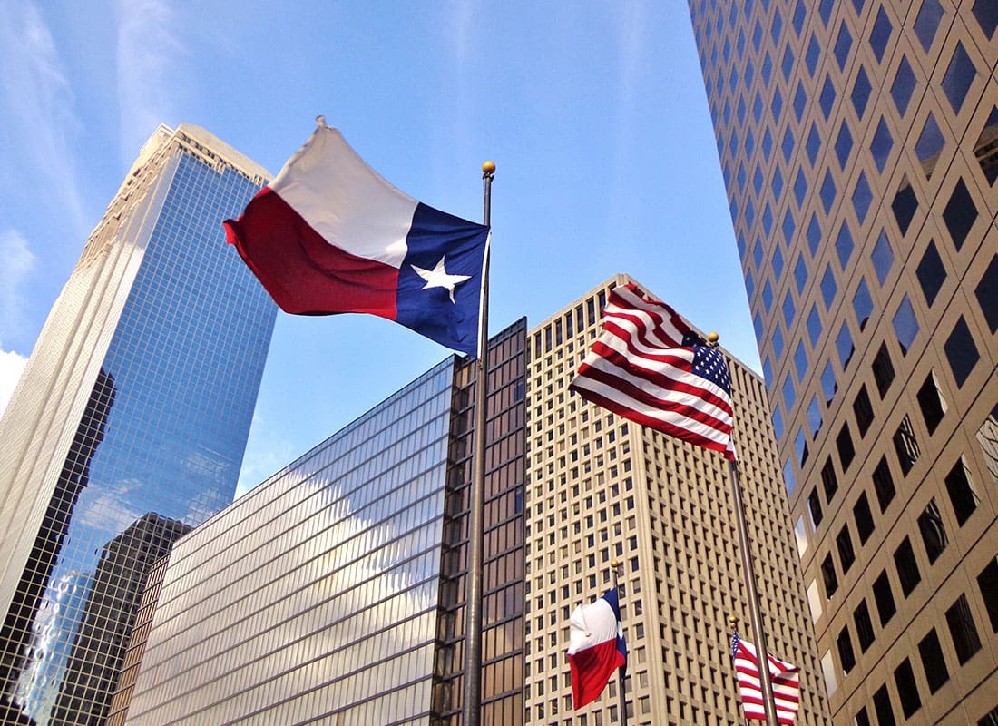Houston, TX - Aerial View of Flags in Houston, TX