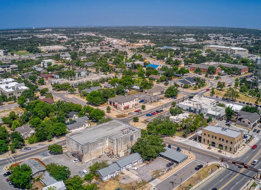 Round Rock, TX Insurance - Aerial View of the Homes and Business Buildings in Round Rock, TX